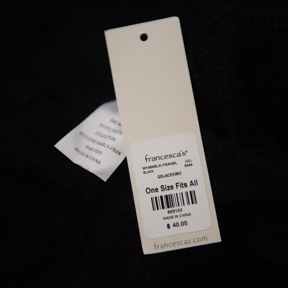 Francesca's Sheer Floral Boho Black Lace Ankle Length Cover Up Kimono - Picture 10 of 10